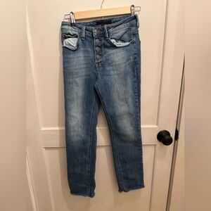 Risen High Rise Skinny Semi-Distressed Jeans